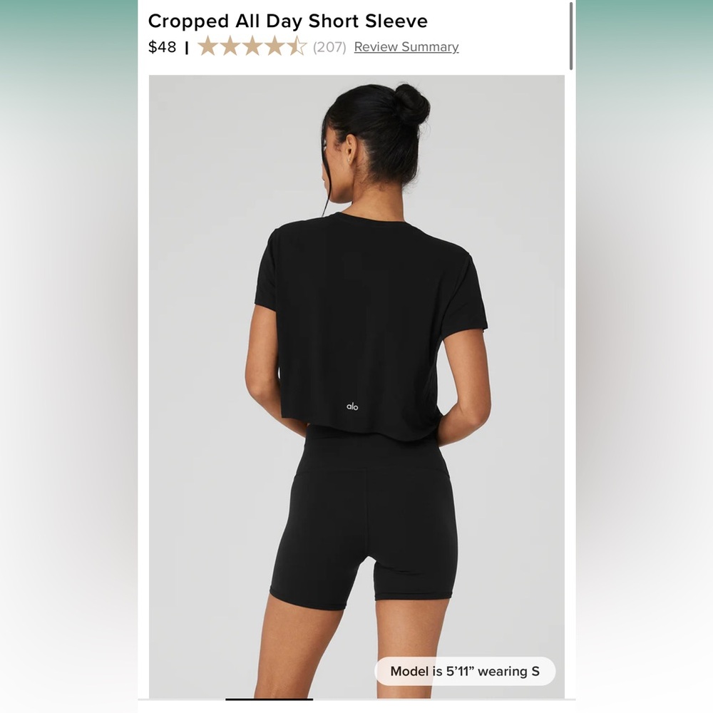 ALO Yoga Black Cropped Short Sleeve